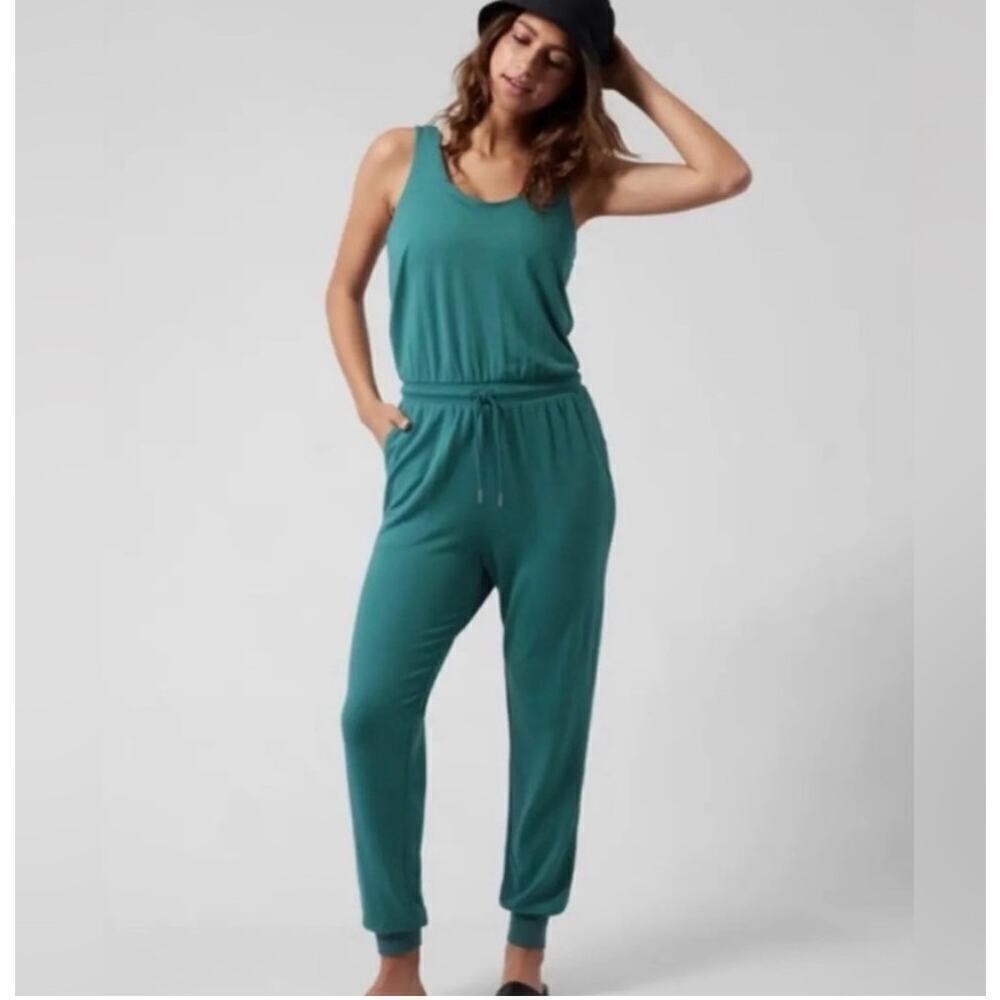 Athleta Balance Soft Tencel Jumpsuit Women's L/P Green Jogger